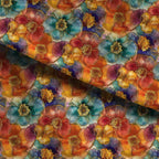 Colourful Inky Flowers Fabric