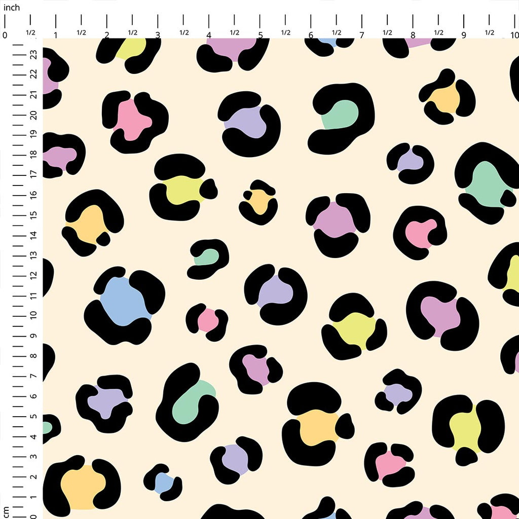 Colourful Leopard on Cream Fabric