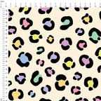 Colourful Leopard on Cream Fabric