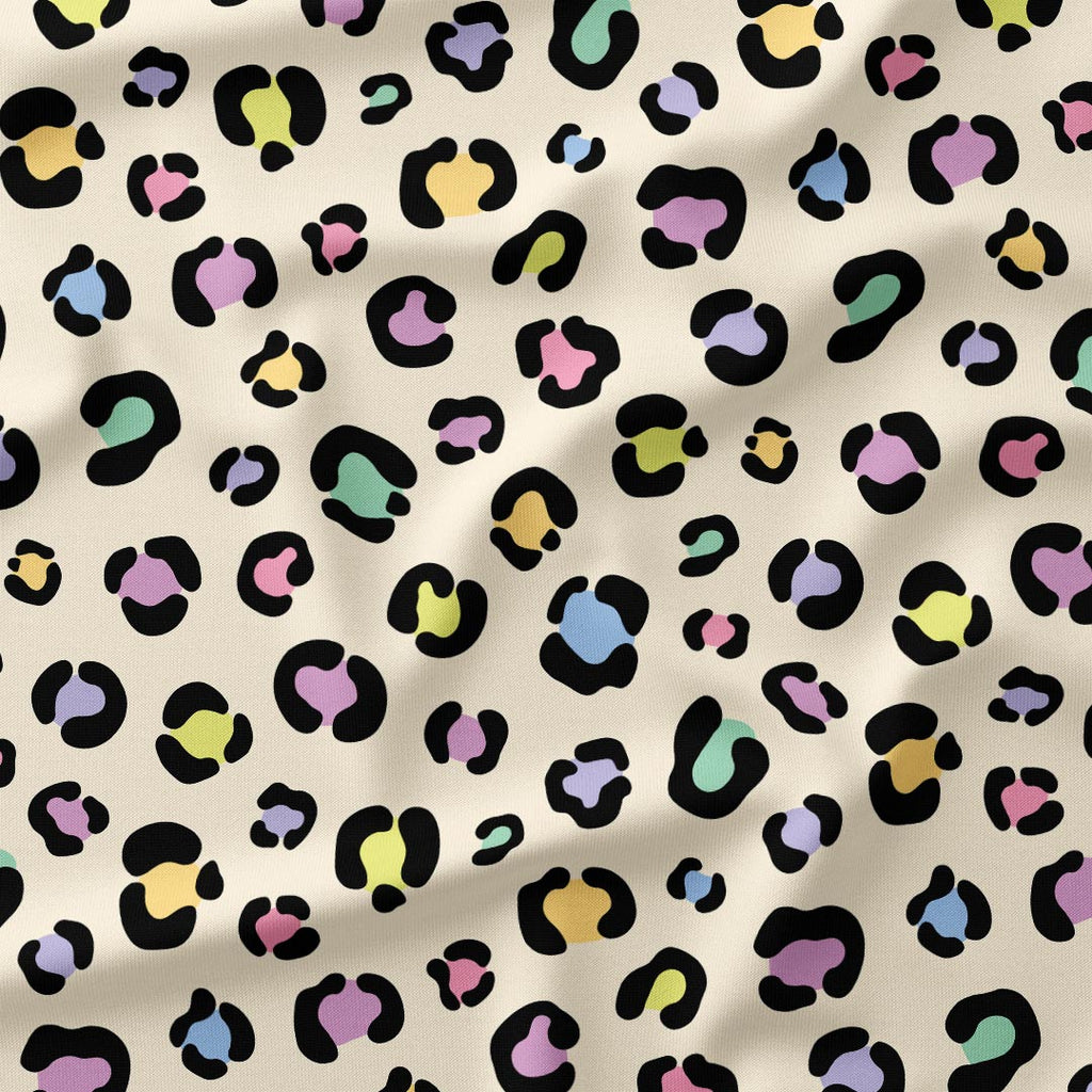 Colourful Leopard on Cream Fabric