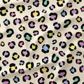 Colourful Leopard on Cream Fabric