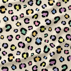 Colourful Leopard on Cream Fabric