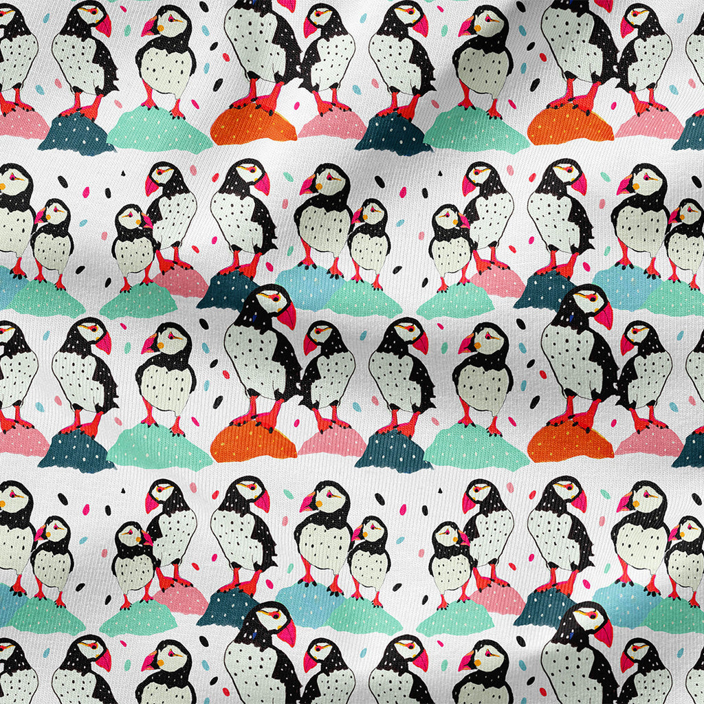 Colourful Puffins Fabric