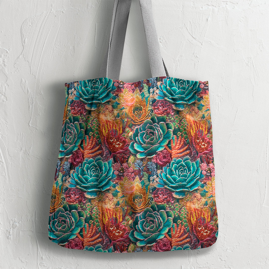 Colourful Succulents Embroidery Fabric