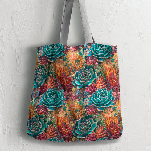 Colourful Succulents Embroidery Fabric