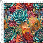 Colourful Succulents Embroidery Fabric