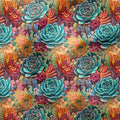 Colourful Succulents Embroidery Fabric