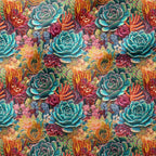 Colourful Succulents Embroidery Fabric