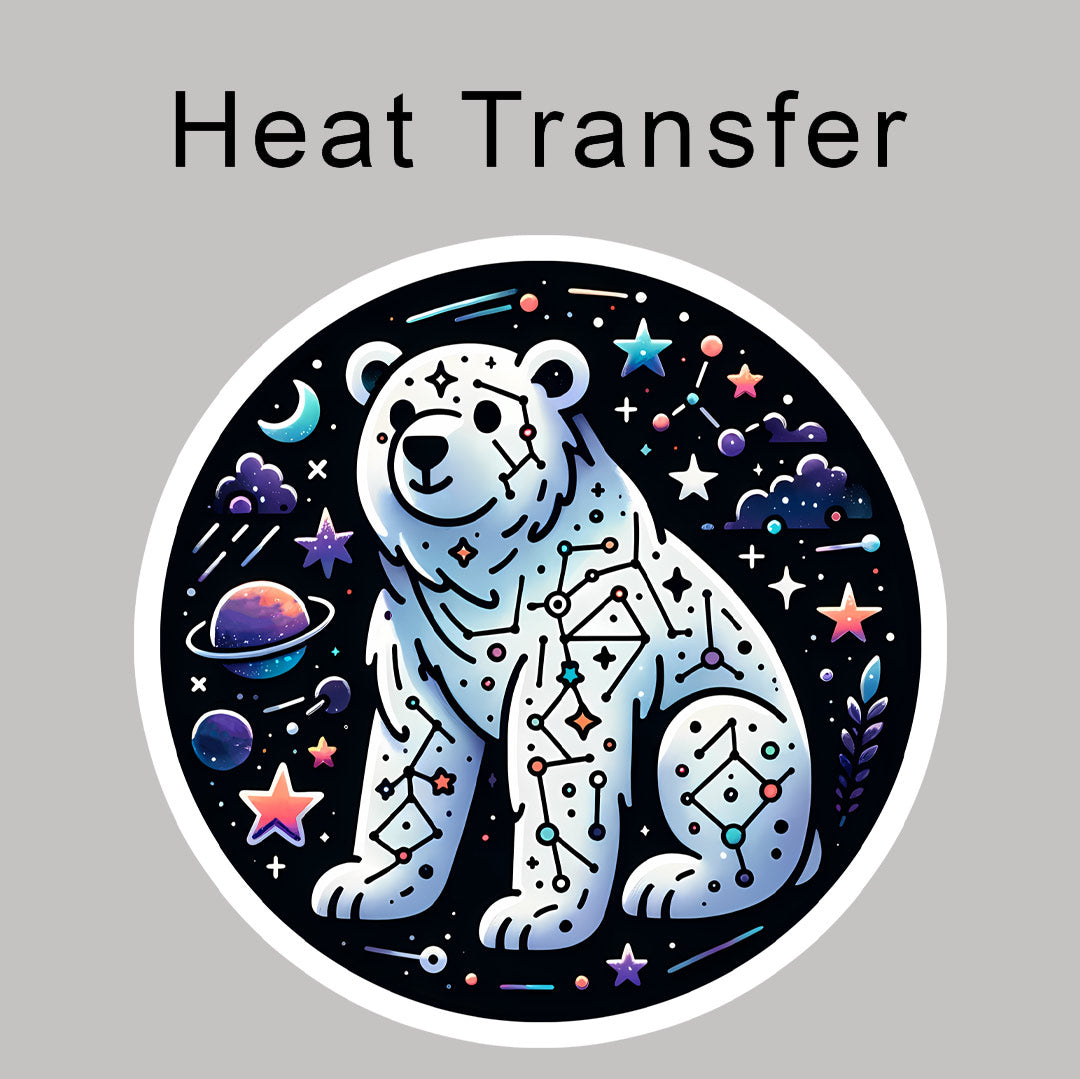 Constellation Bear White Outlines Iron on Fabric Heat Transfer DTF-129
