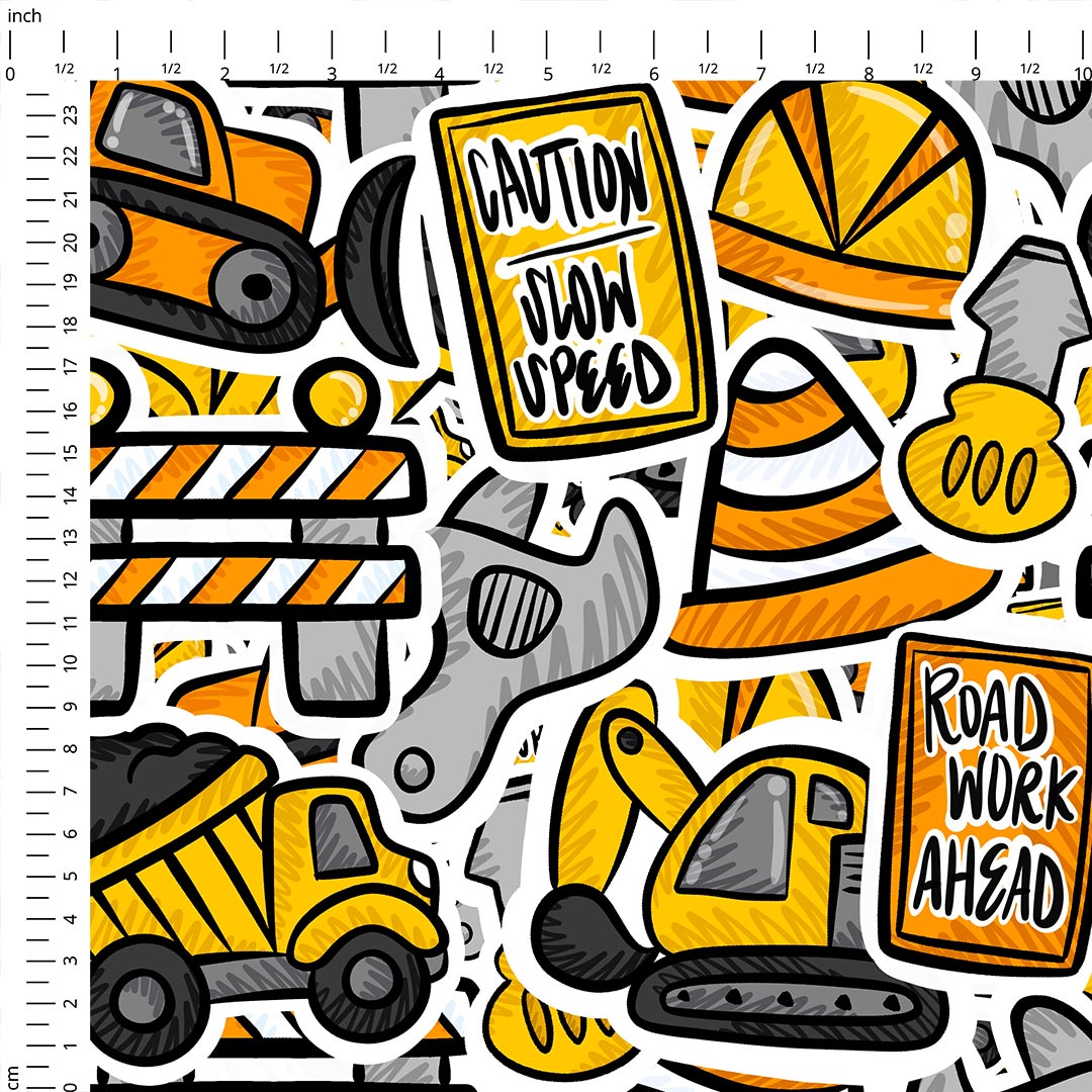 Construction Sketchy Mashup Fabric