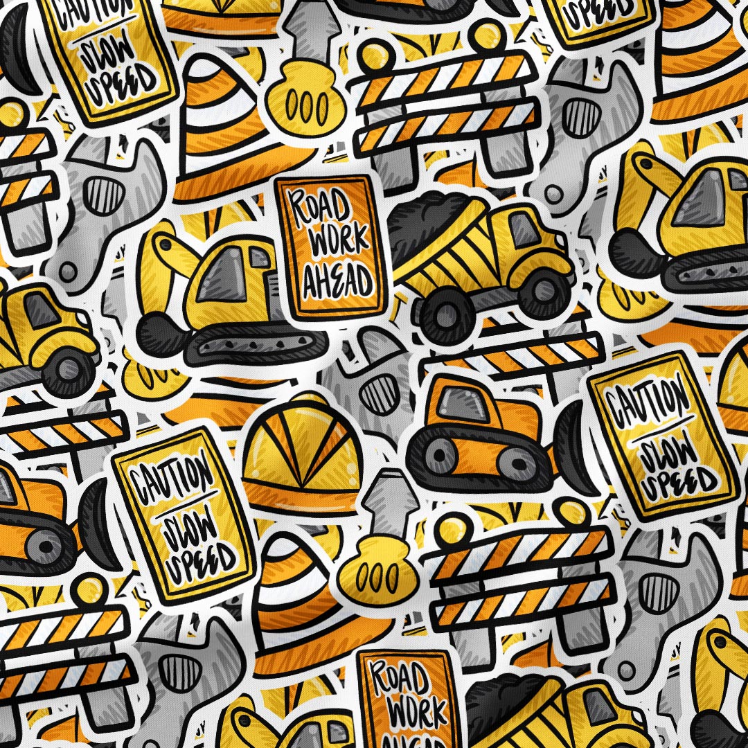 Construction Sketchy Mashup Fabric