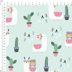 Cool Llamas Mint Fabric