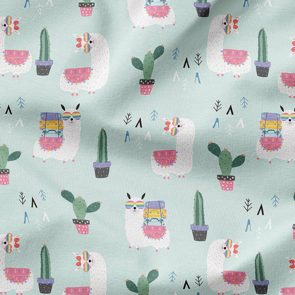 Cool Llamas Mint Fabric
