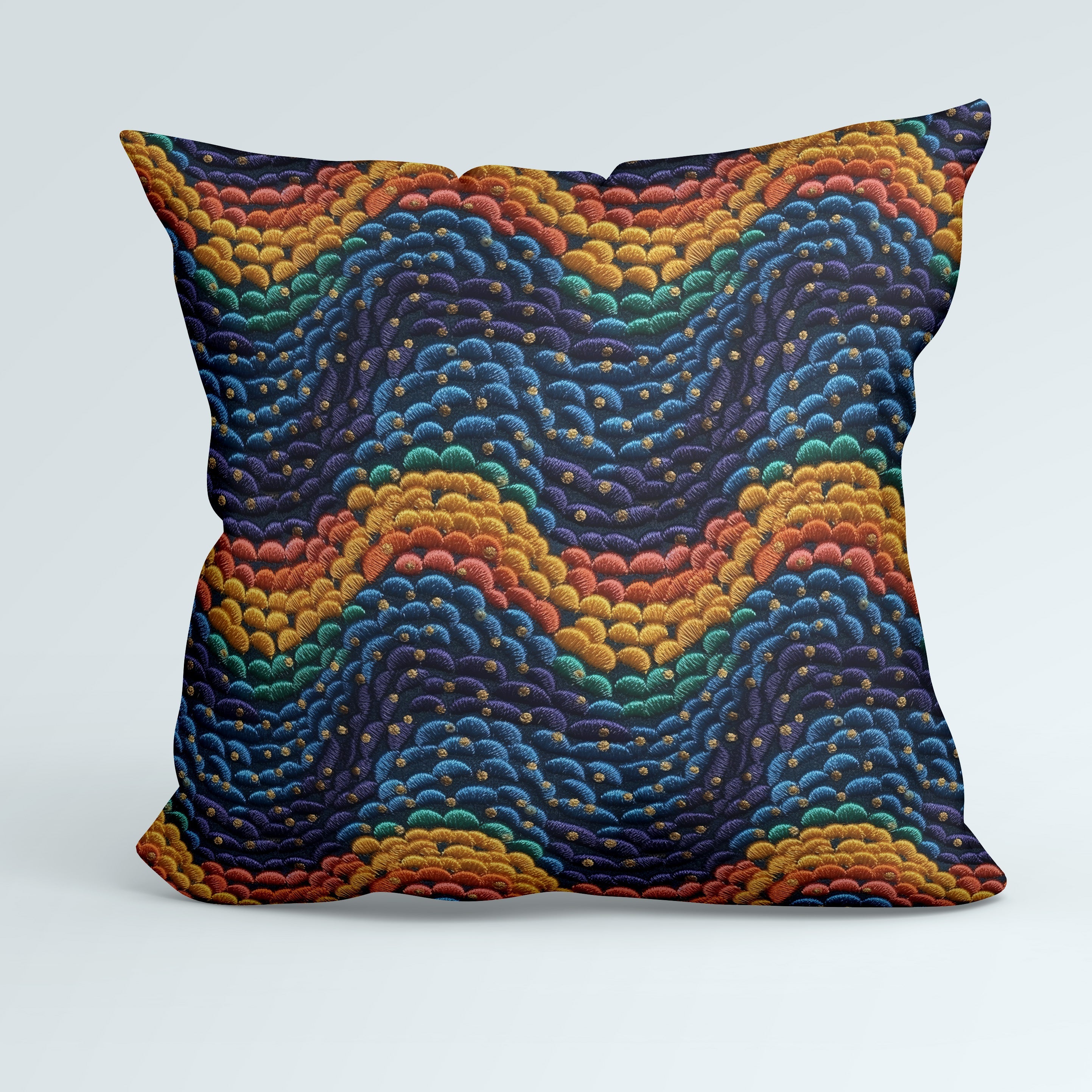 Rainbow Waves Embroidery Fabric