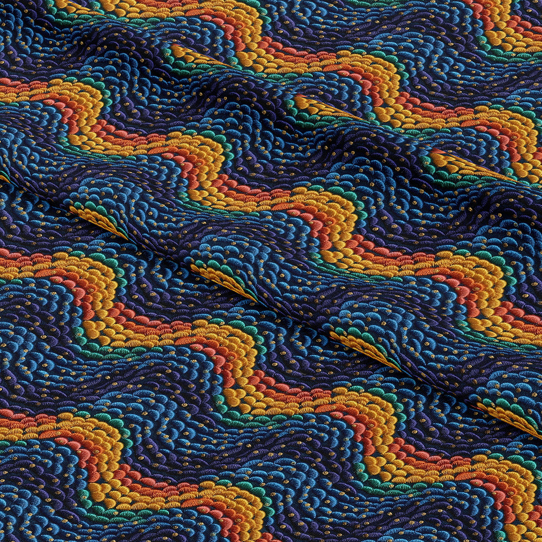 Rainbow Waves Embroidery Fabric