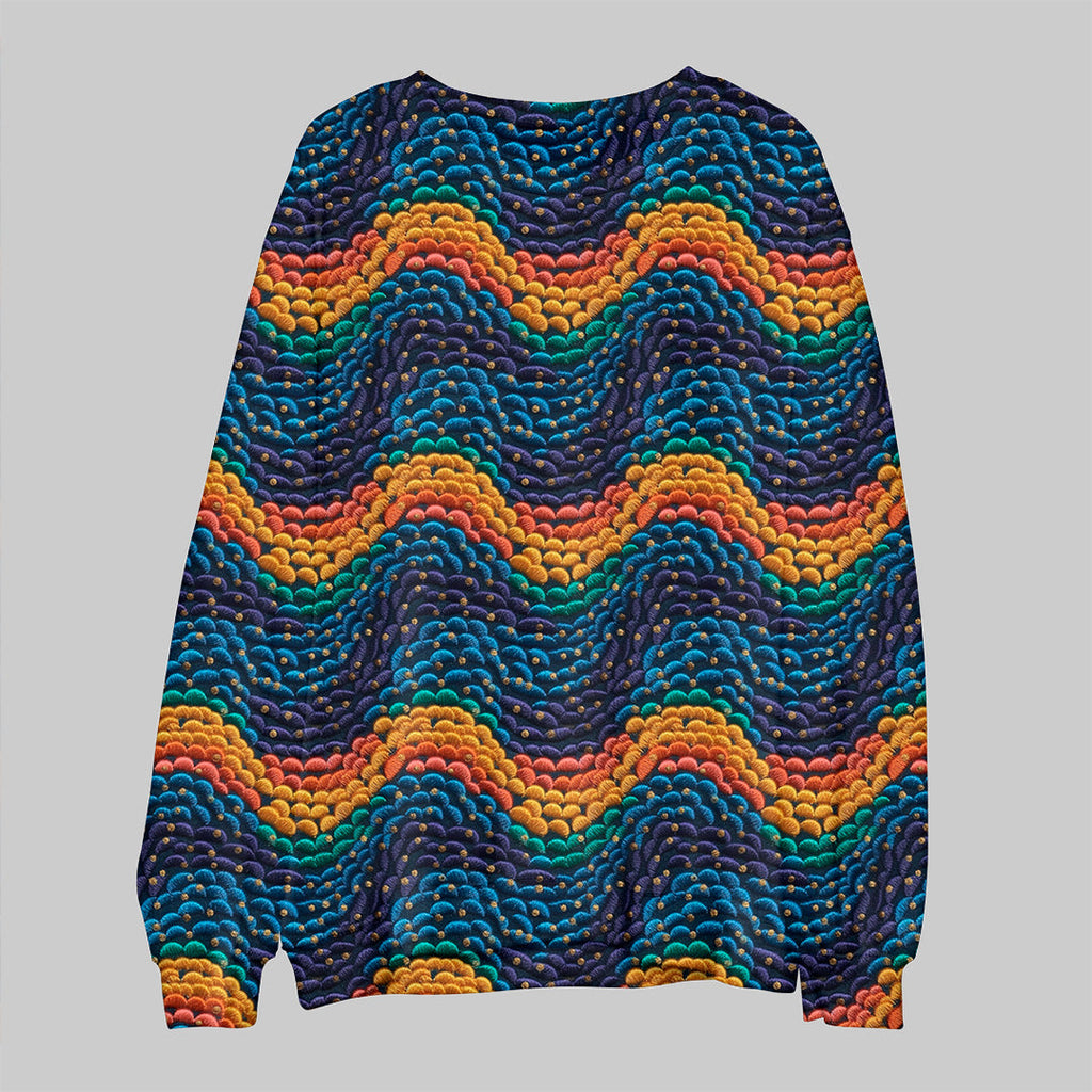 Rainbow Waves Embroidery Fabric