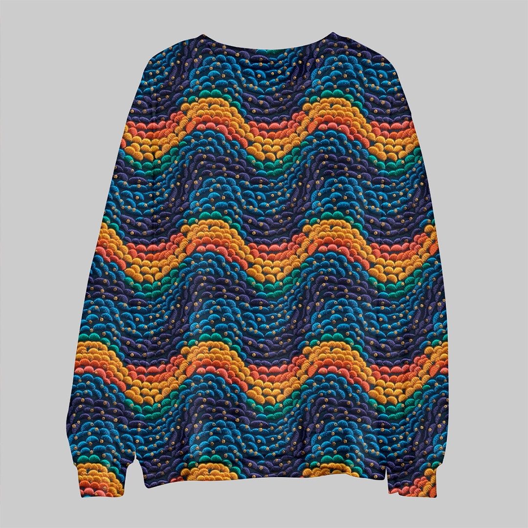 Rainbow Waves Embroidery Fabric