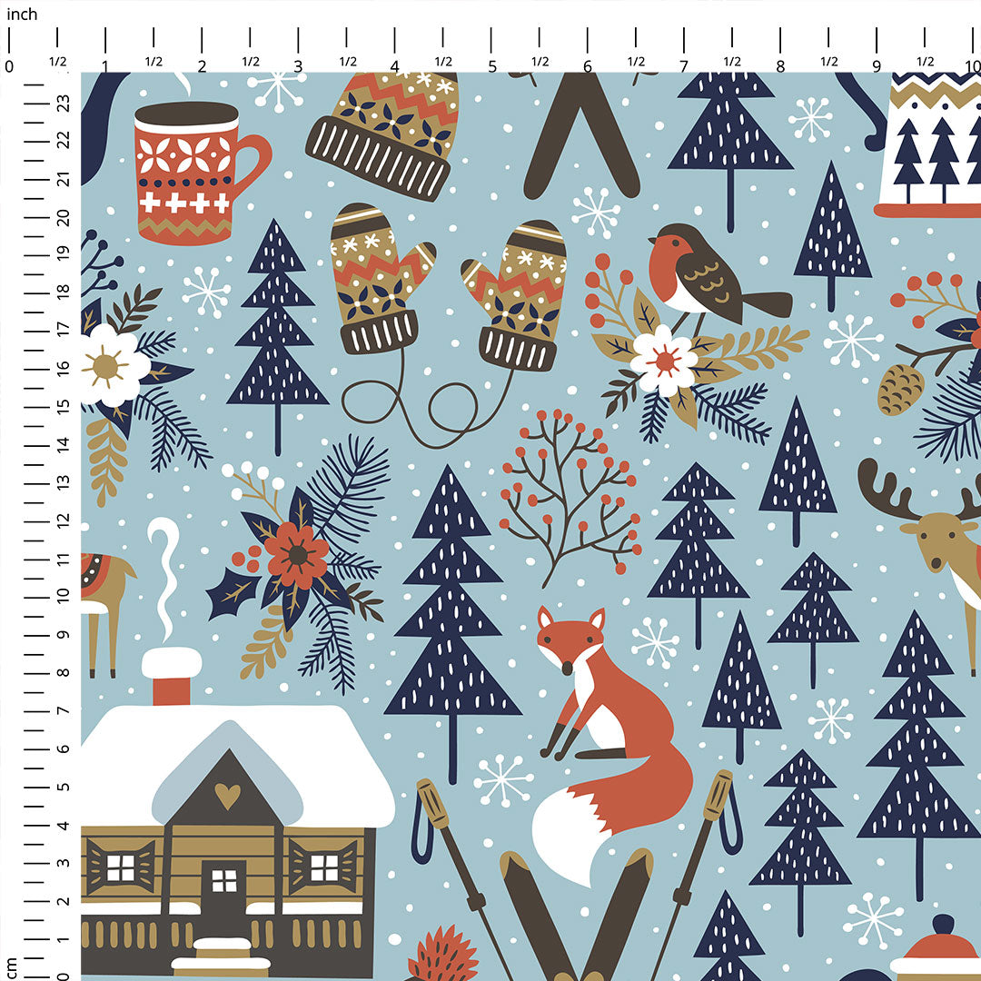 Cosy Winter Blue Fabric