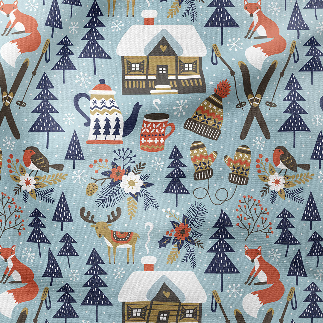 Cosy Winter Blue Fabric