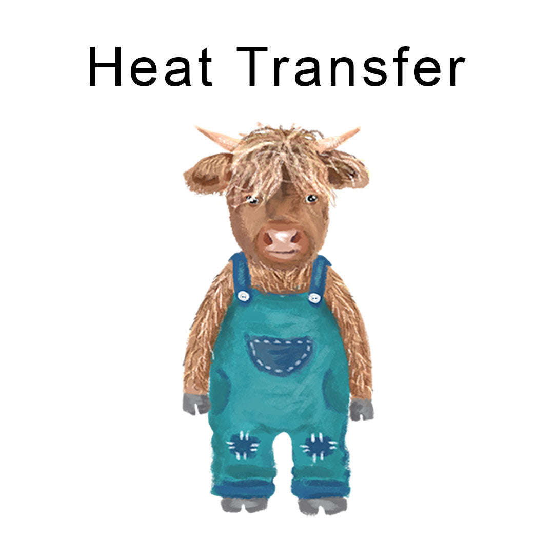 Cute Cow Blue Iron on fabric heat transfer DTF-49