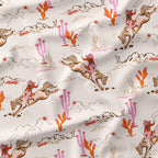 Pink Wild West - Cowgirls with Hearts Fabric