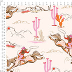 Pink Wild West - Cowgirls with Hearts Fabric