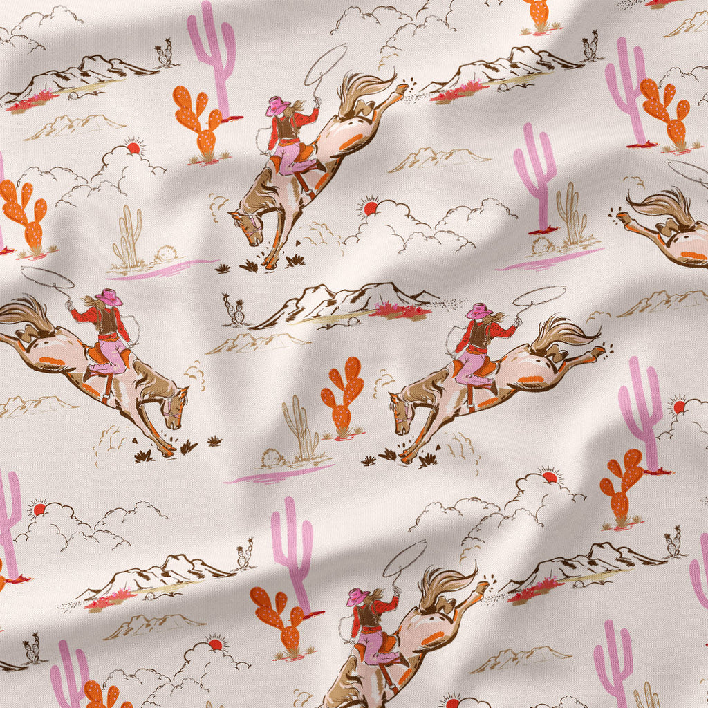 Pink Wild West - Cowgirls Fabric