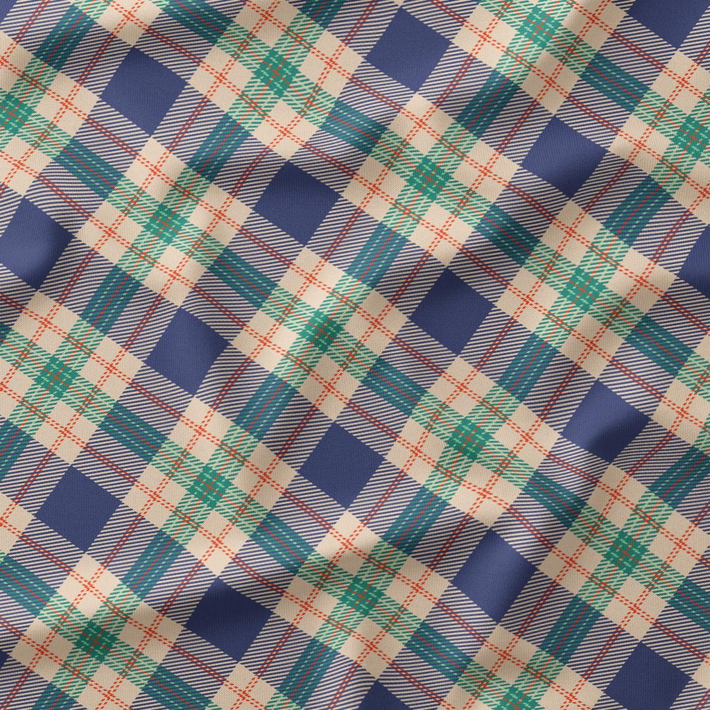 Cream and Blue Plaid Fabric 1461