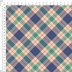 Cream and Blue Plaid Fabric 1461