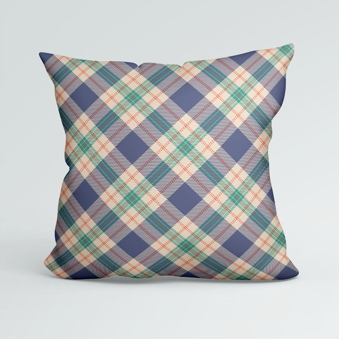 Cream and Blue Plaid Fabric 1461