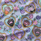 Cat Paws Tattoo Hearts Fabric