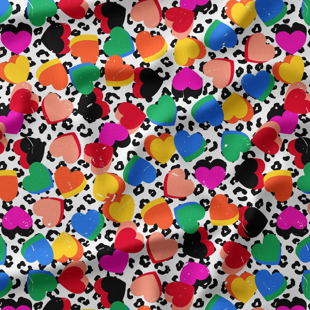 Rainbow Lovehearts Fabric