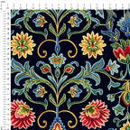 Crewel Embroidery Black Fabric