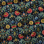 Crewel Embroidery Black Fabric