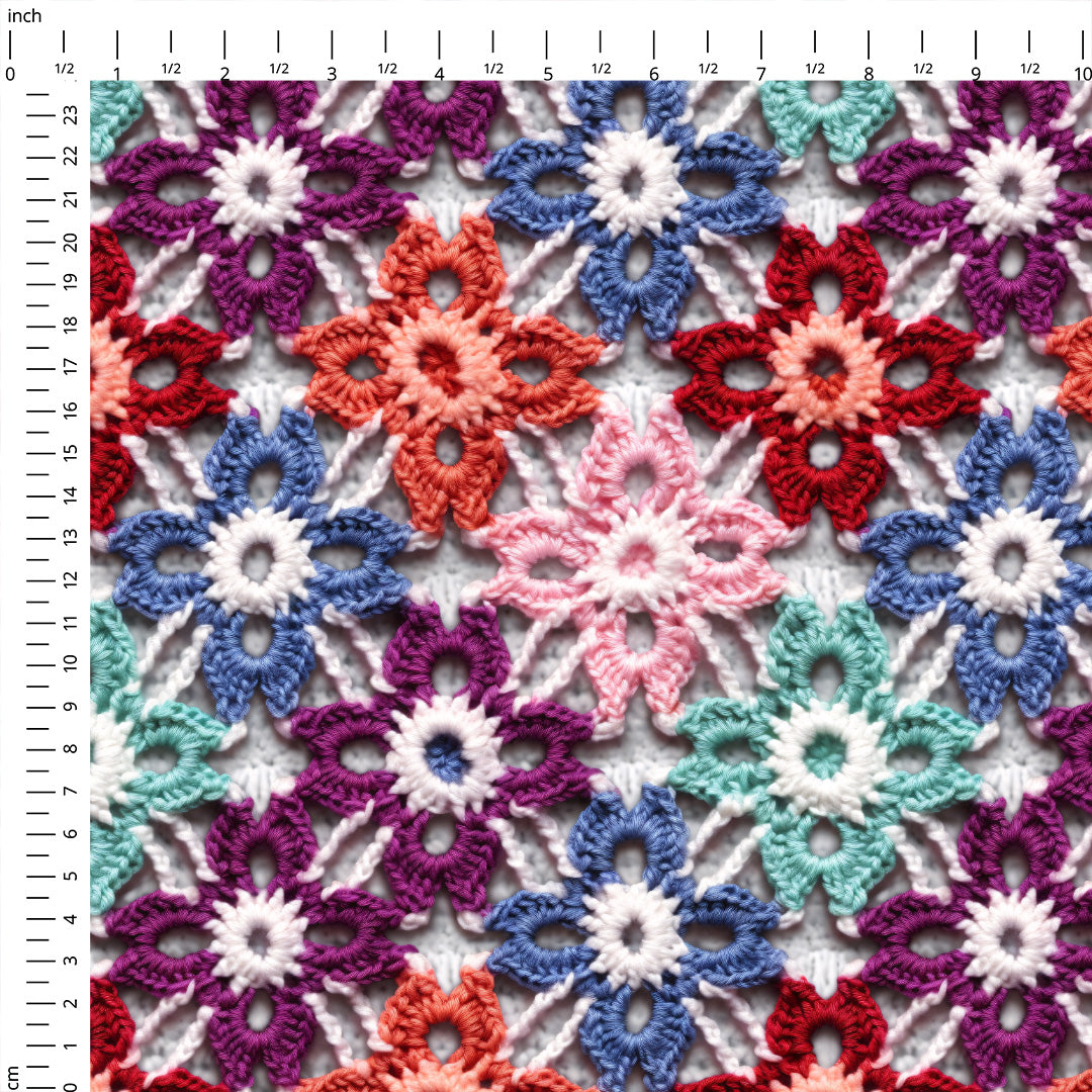 Crochet Flowers Fabric