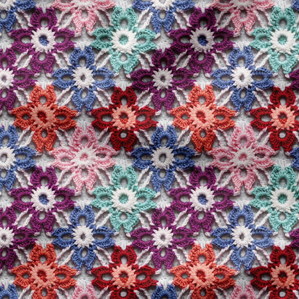 Crochet Flowers Fabric