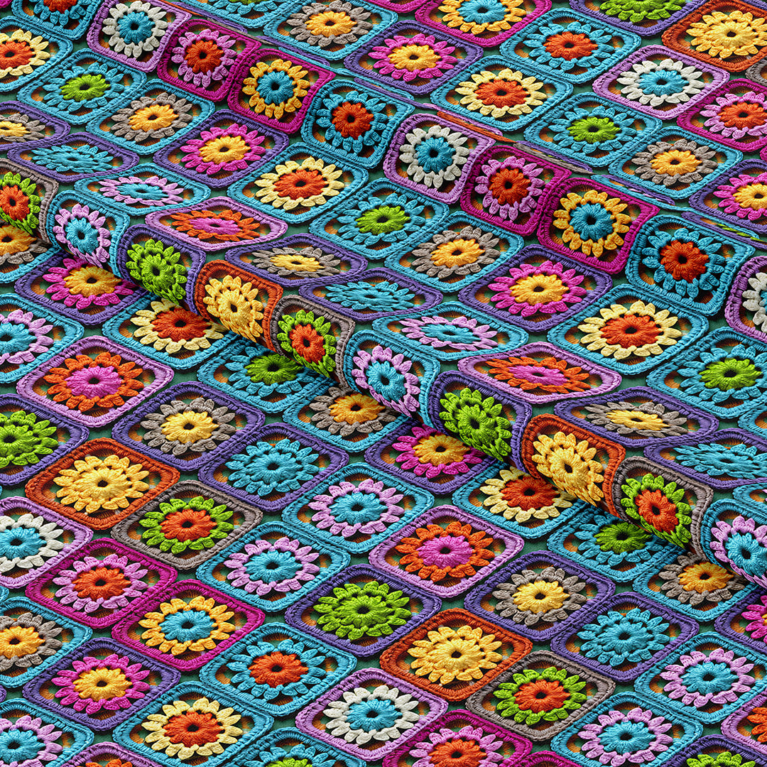 Crochet Granny Squares Fabric