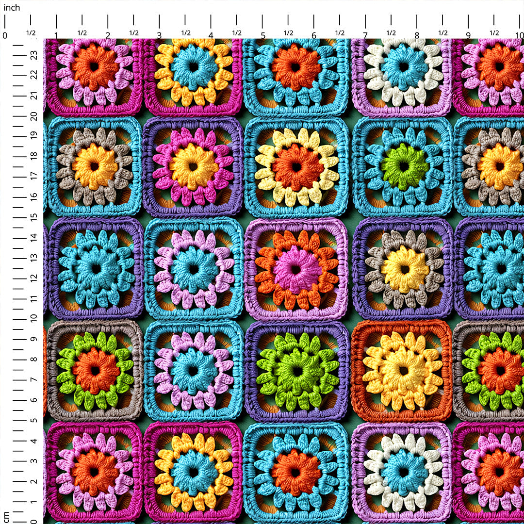 Crochet Granny Squares Fabric