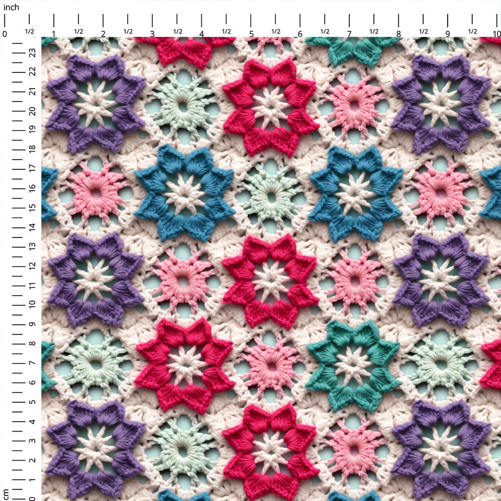 Crochet Snowflakes Fabric