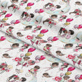 Cupid and Moon White Fabric