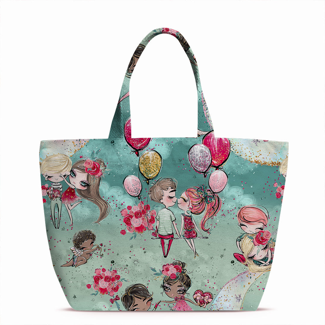 Cupid and Moon Mint Fabric