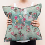 Cupid and Moon Mint Fabric