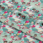 Cupid and Moon Mint Fabric
