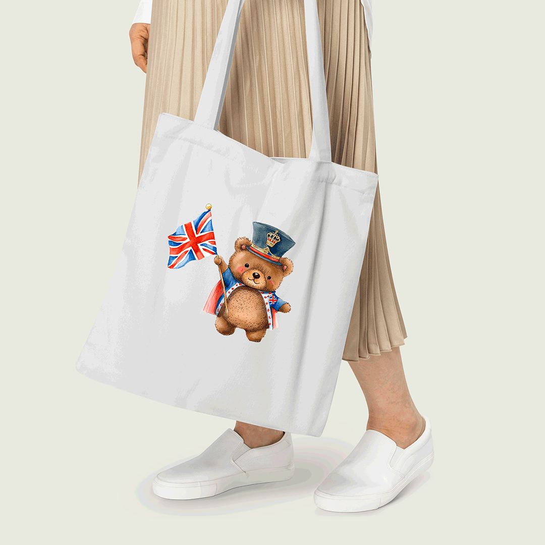 Cute Coronation Bear Iron on Fabric Heat Transfer DTF-113