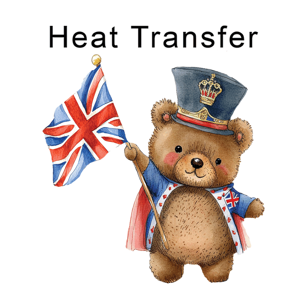 Cute Coronation Bear Iron on Fabric Heat Transfer DTF-113