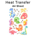 Cute Dinosaurs A4 Mix Set Iron on fabric heat transfer DTF-161