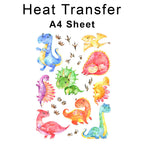 Cute Dinosaurs A4 Mix Set Iron on fabric heat transfer DTF-161