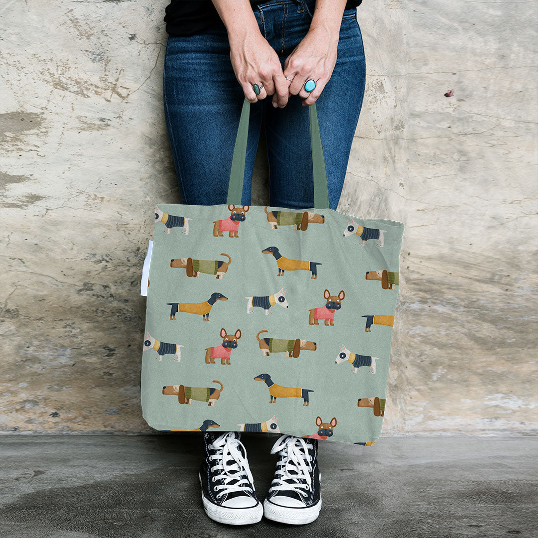 Cute Dogs Aqua Fabric
