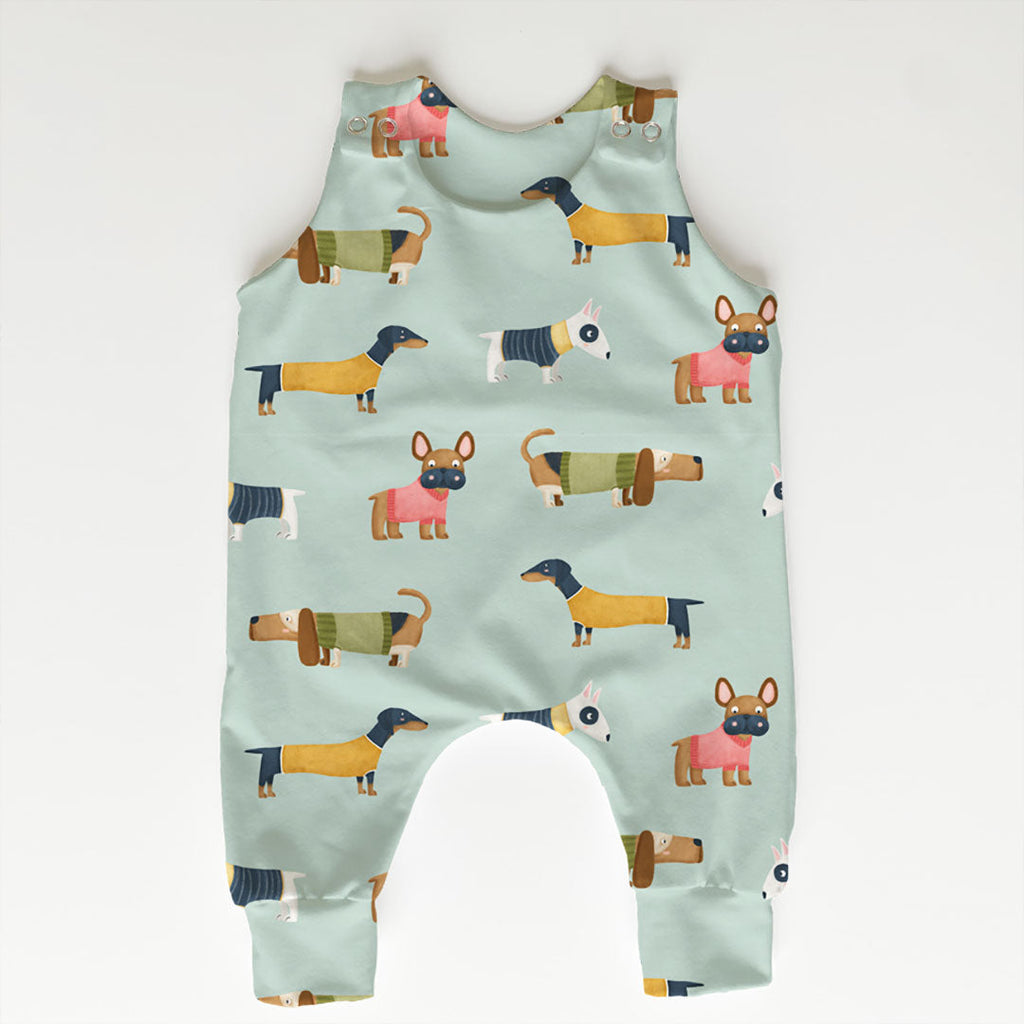 Cute Dogs Aqua Fabric