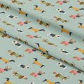 Cute Dogs Aqua Fabric